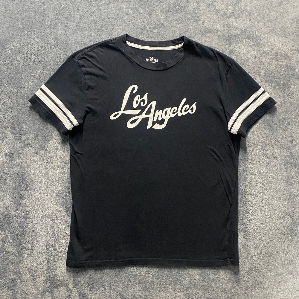 Hollister T-Shirt Mens Small Black‎ Los Angeles Graphic Relaxed Fit 324R2664